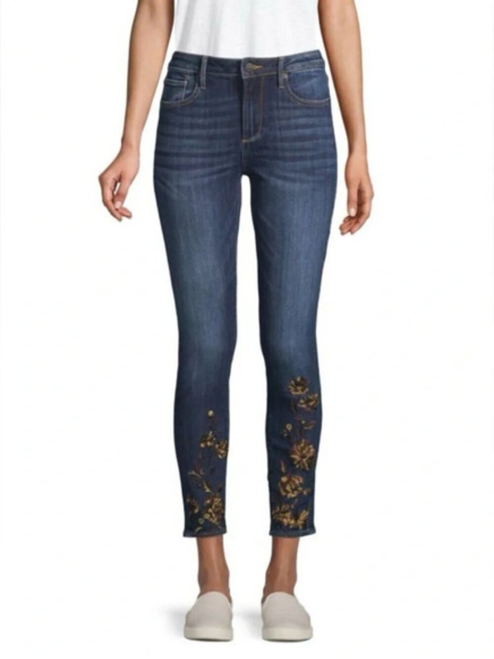 Driftwood Jackie Mid Rise Embroidered Floral Denim Jeans  - W26